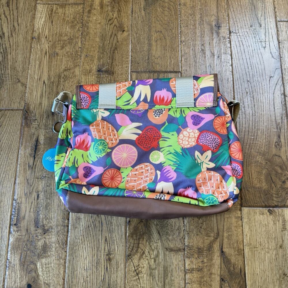 Lily Bloom Tropical Fruit Colorful Satchel Shoulder Purse Triple Section NWT - Picture 5 of 6